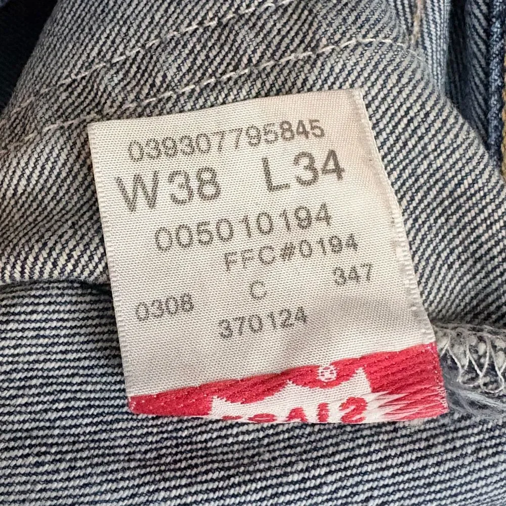 Y2K Early 2000 Levi's 501 Deadstock New With Tags 38x34 Button Fly 100% Cotton